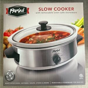 Parini Stainless Steel Slow Cooker with Removable Stoneware
